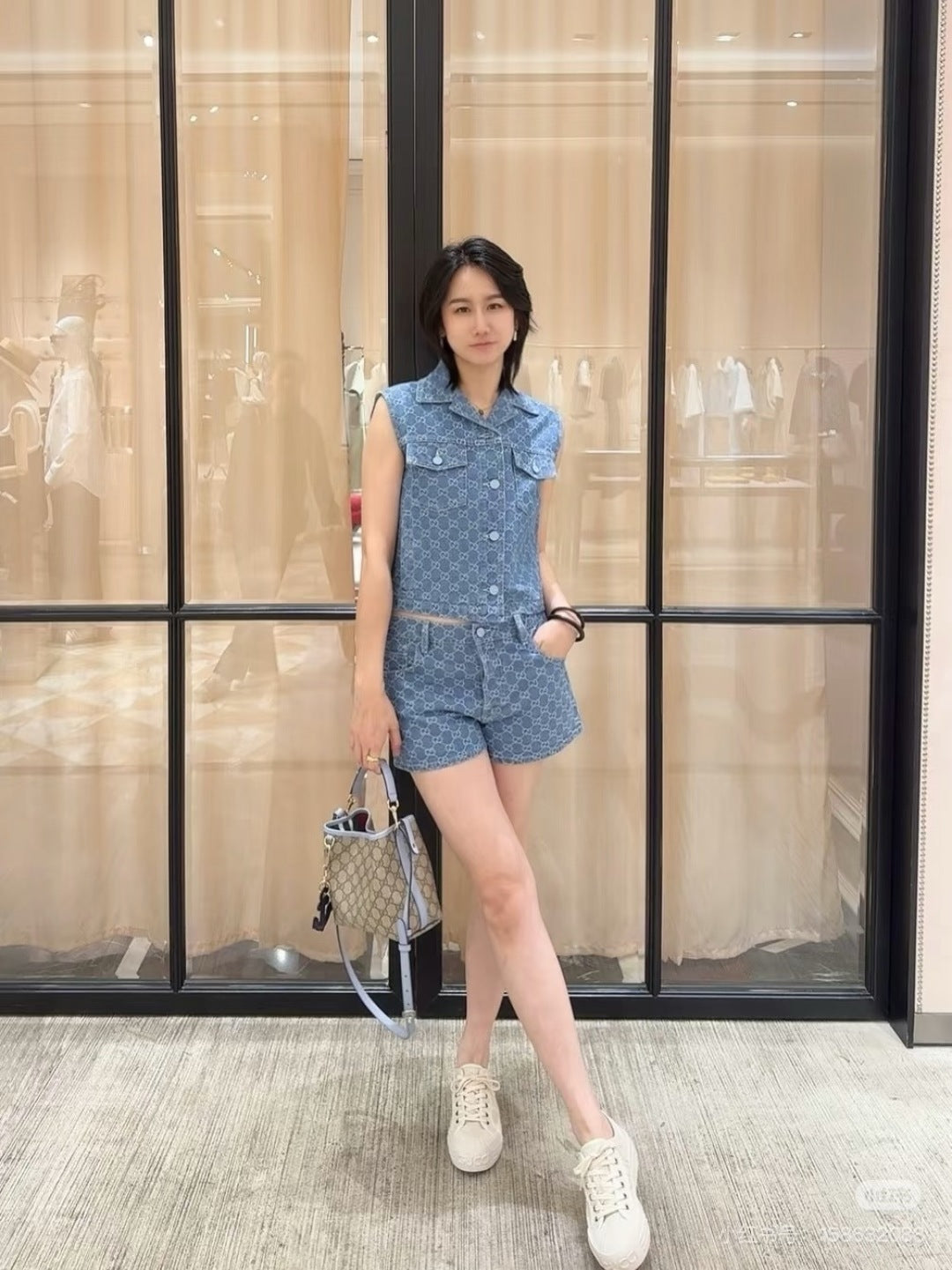 Guc 25ss jacquard denim short