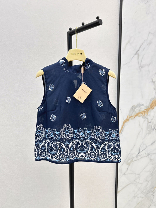 Miu 25ss Linen print vest