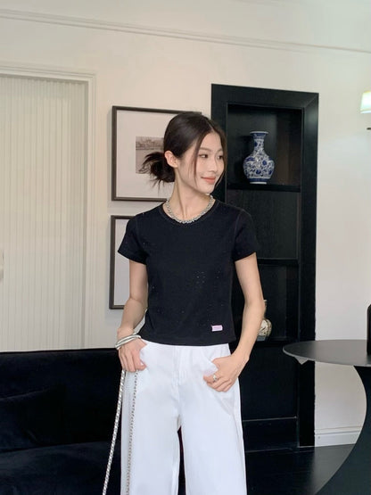wang 25ss rhinestone t-shirt