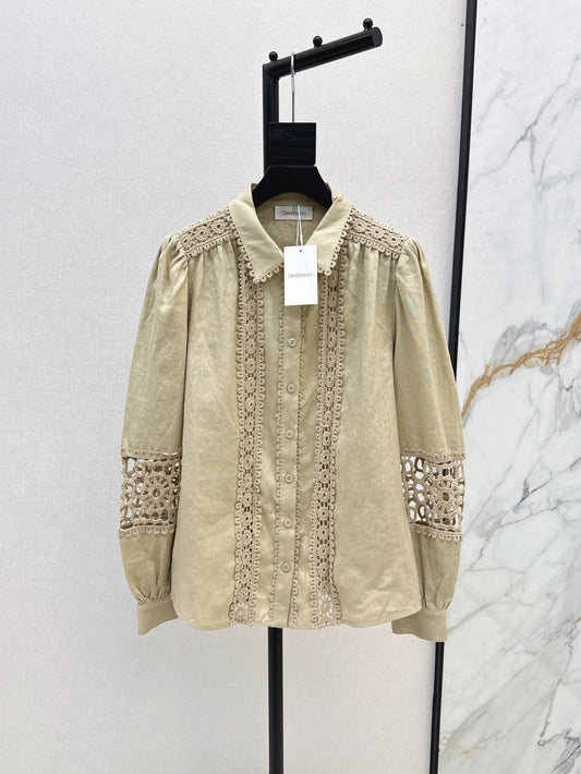 Zimm 25ss Linen lace shirt