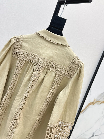 Zimm 25ss Linen lace shirt
