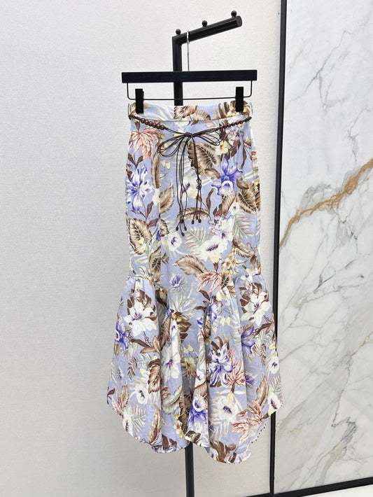 Zimm 25ss print linen skirt