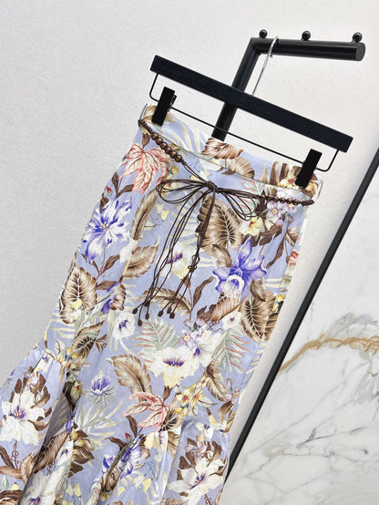 Zimm 25ss print linen skirt