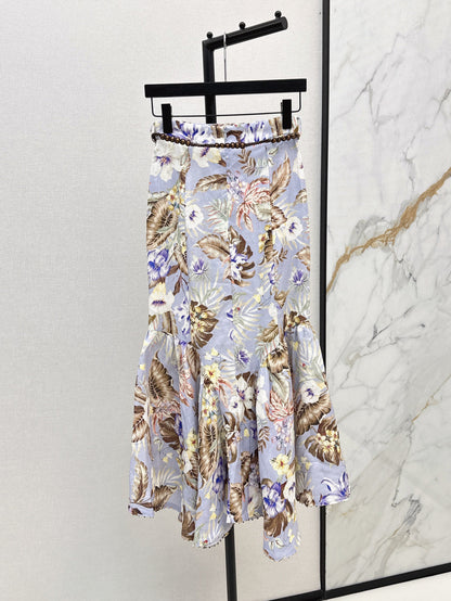 Zimm 25ss print linen skirt