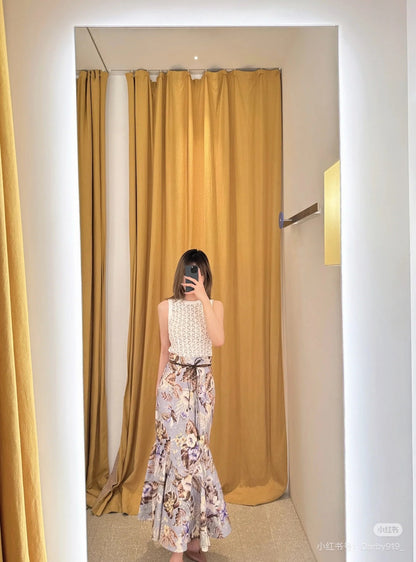 Zimm 25ss print linen skirt