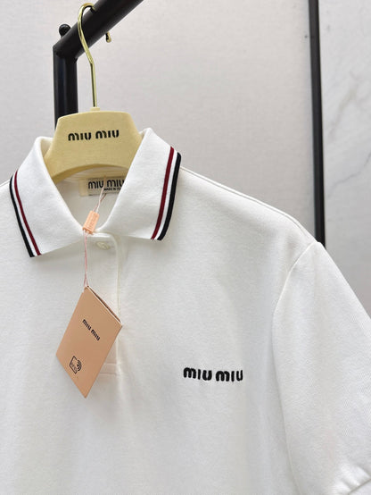 Miu 25ss embroidered polo