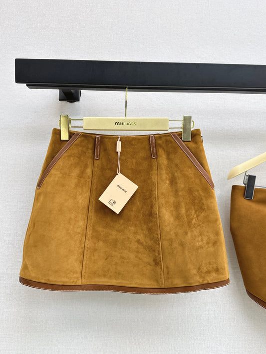 Miu 25ss suede skirt