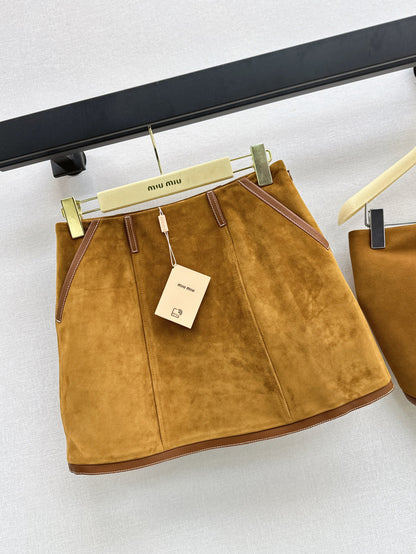 Miu 25ss suede skirt