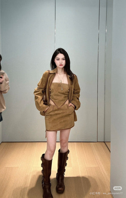 Miu 25ss suede skirt