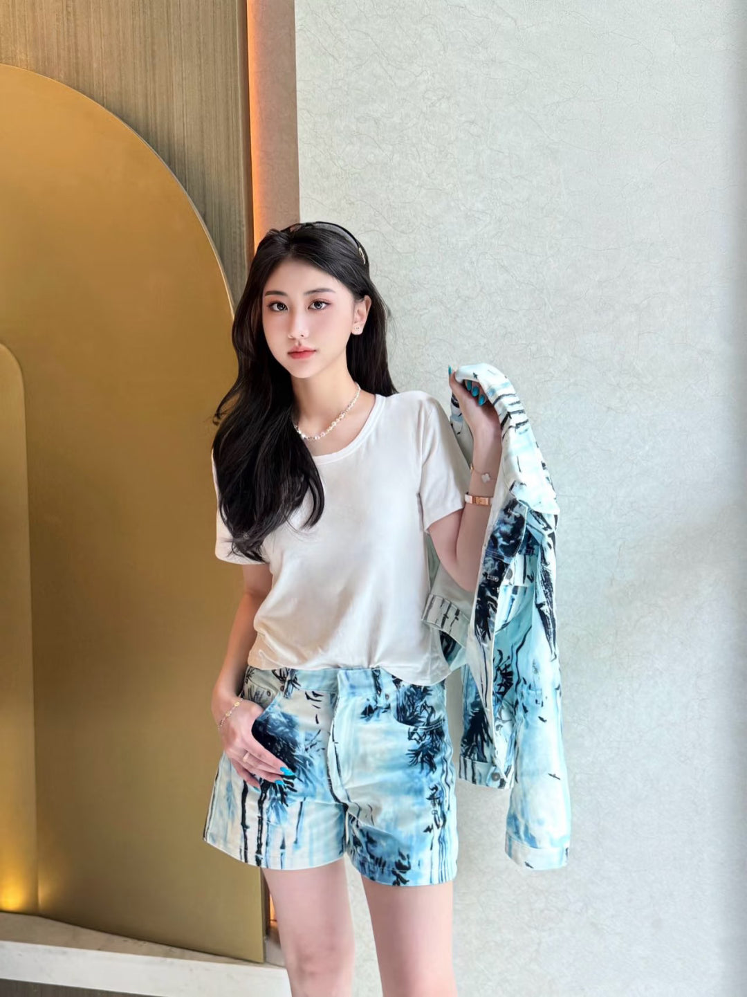 CD 25ss print denim short