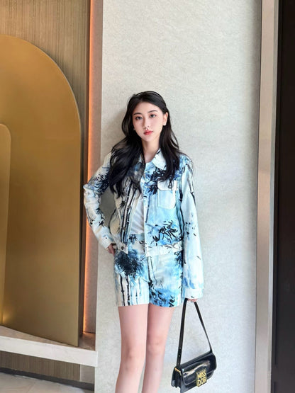 CD 25ss print denim short