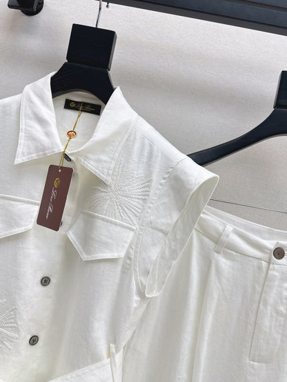 Loro 25ss linen embroidered suit
