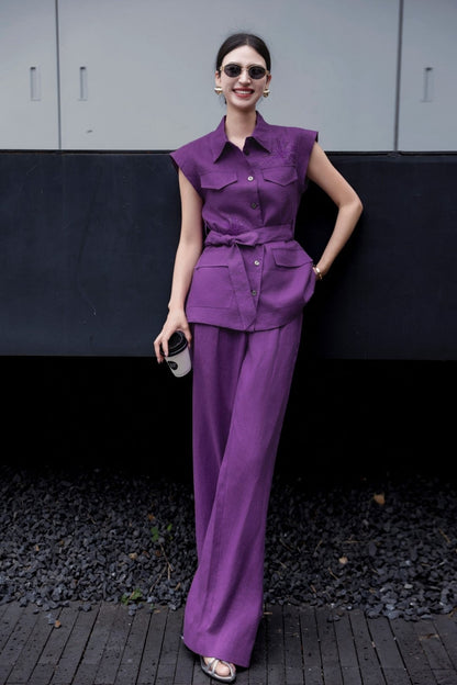 Loro 25ss linen embroidered suit