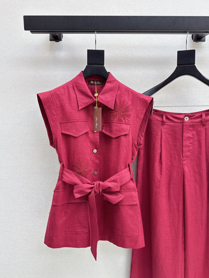 Loro 25ss linen embroidered suit