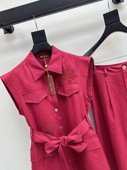 Loro 25ss linen embroidered suit