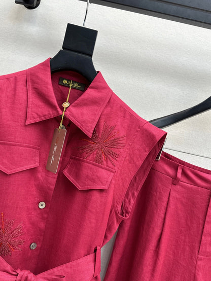 Loro 25ss linen embroidered suit