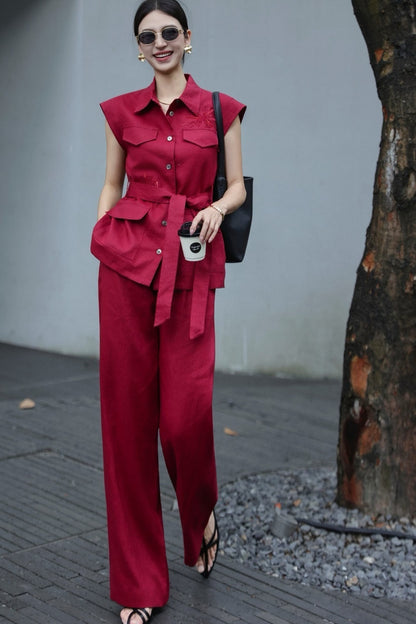 Loro 25ss linen embroidered suit