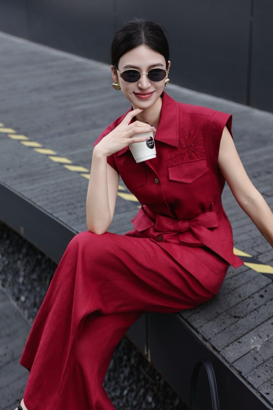 Loro 25ss linen embroidered suit