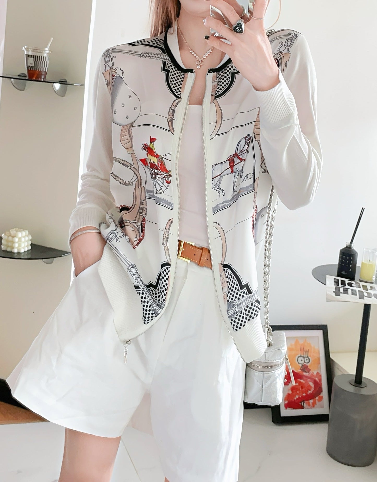 Herm 25ss print knit shirt