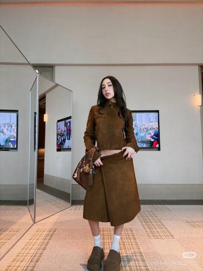 Miu 25ss suede skirt