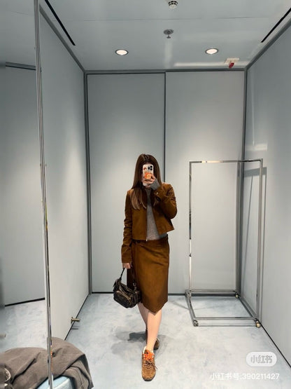 Miu 25ss suede skirt