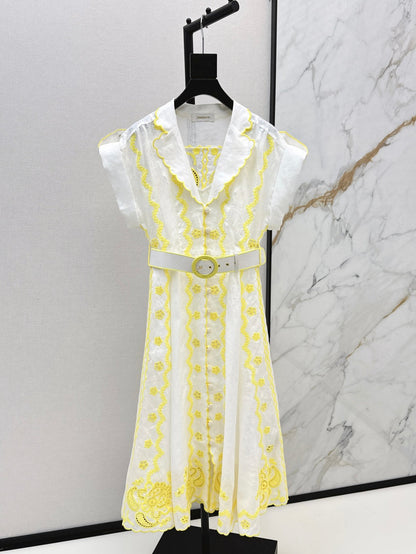 Zimm 25ss linen embroidered dress