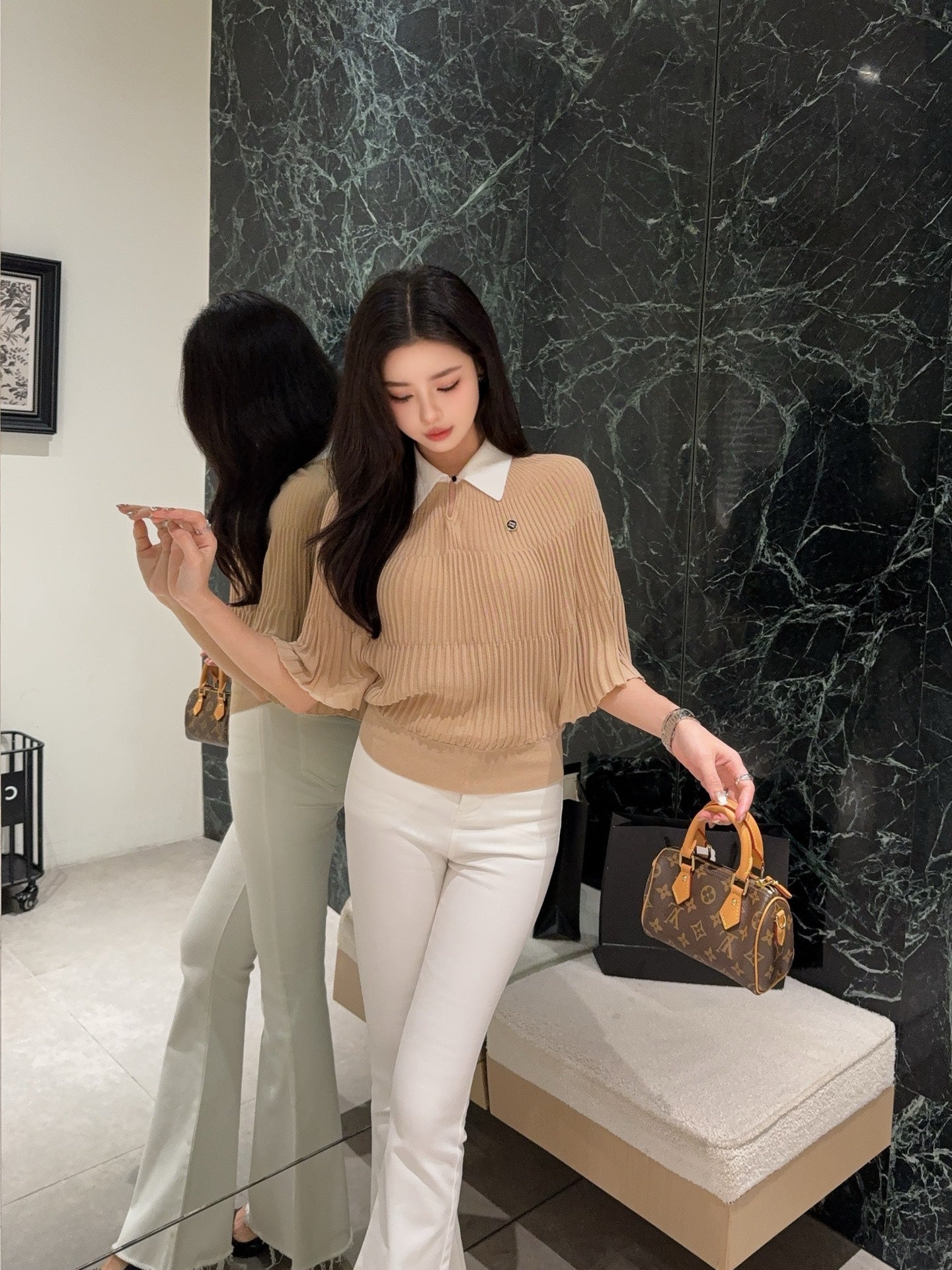 Miu 25ss knit cape shirt