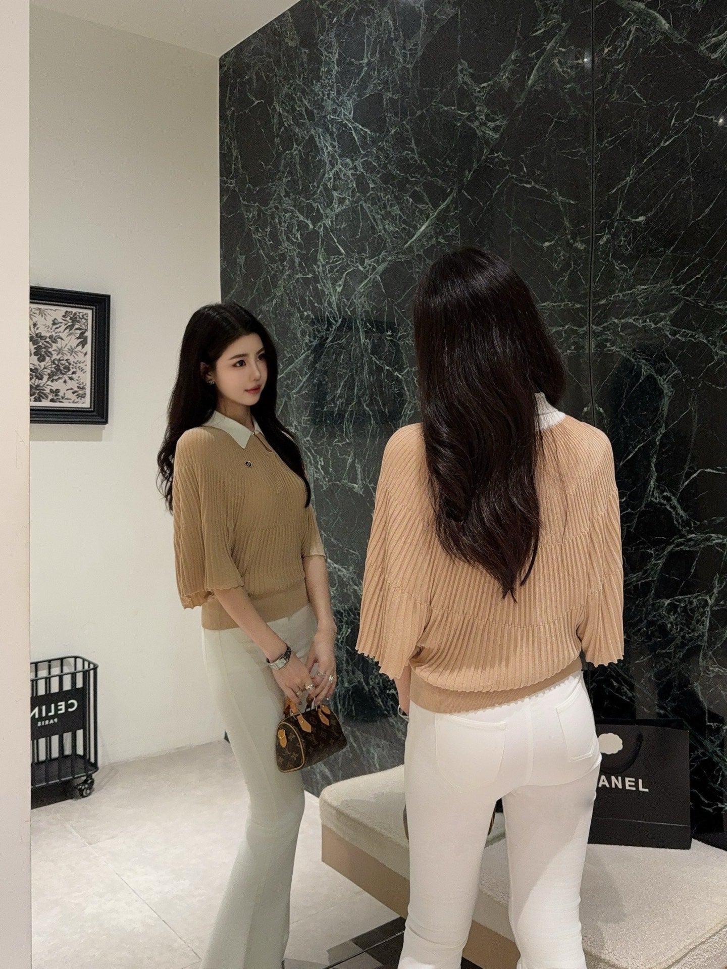 Miu 25ss knit cape shirt