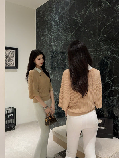 Miu 25ss knit cape shirt