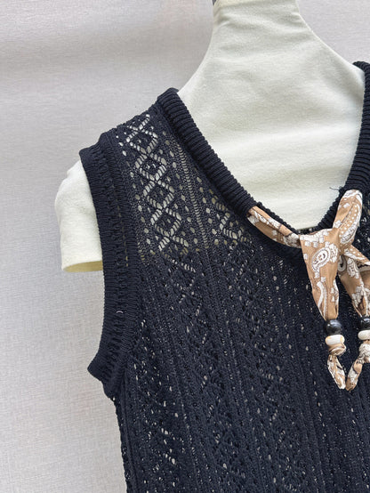 Miu 25ss scarf knit vest