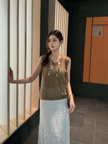 Miu 25ss scarf knit vest