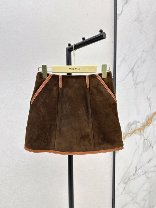 Miu 25ss suede skirt