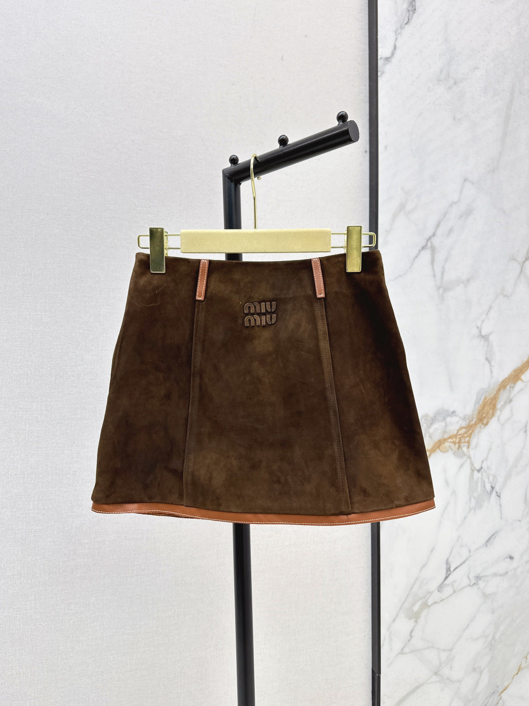 Miu 25ss suede skirt