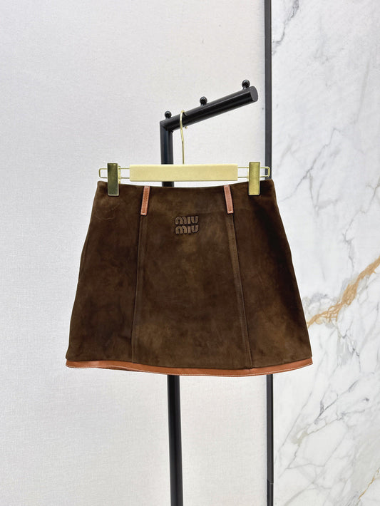 Miu 25ss suede skirt