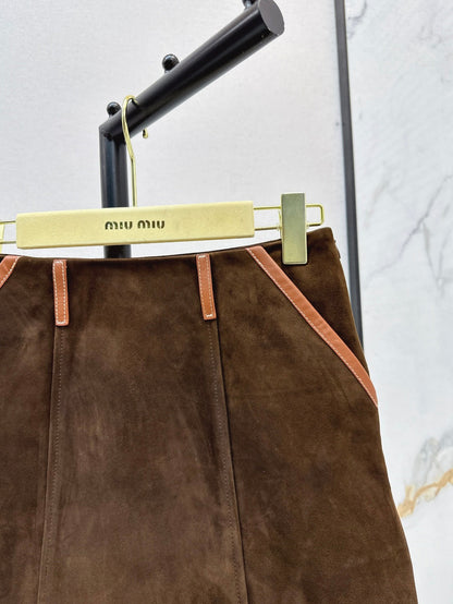 Miu 25ss suede skirt