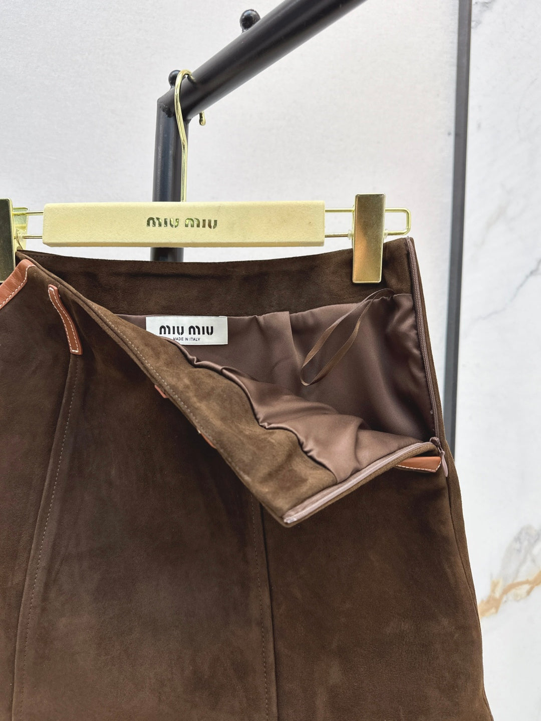 Miu 25ss suede skirt