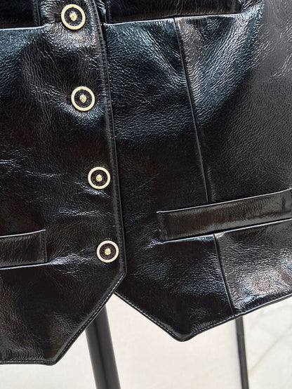 Chan 25fw leather vest