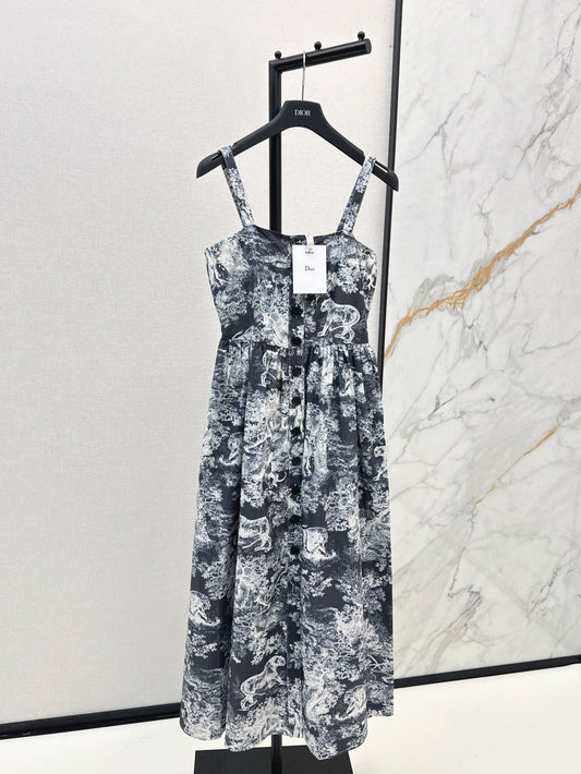 CD 25ss printed slip dress