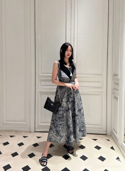 CD 25ss printed slip dress