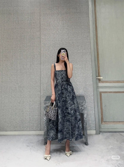 CD 25ss printed slip dress