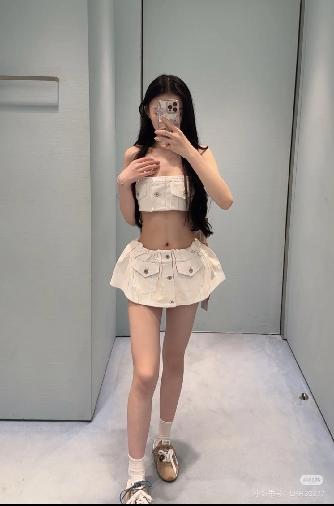 Miu 25fw denim tube top