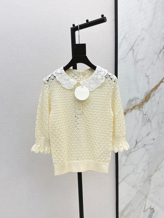 Cho 25fw lace knit shirt