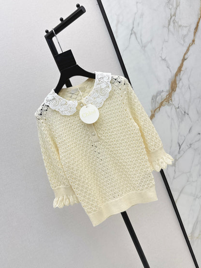 Cho 25fw lace knit shirt