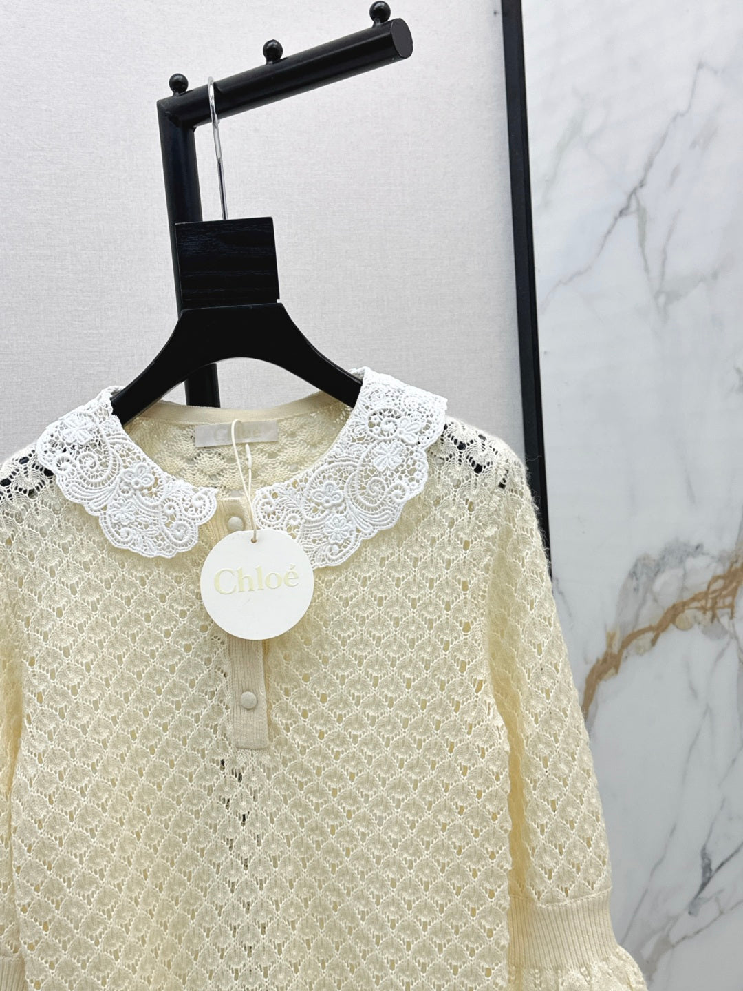 Cho 25fw lace knit shirt