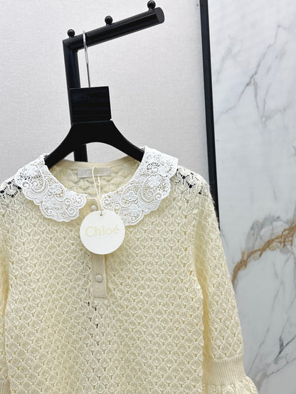 Cho 25fw lace knit shirt