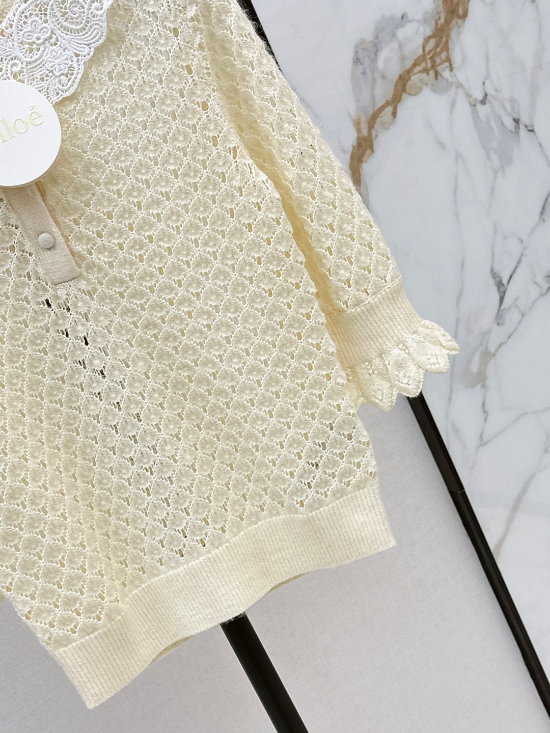 Cho 25fw lace knit shirt