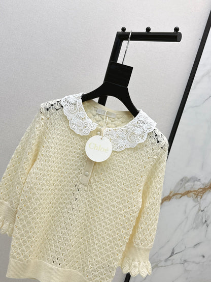 Cho 25fw lace knit shirt