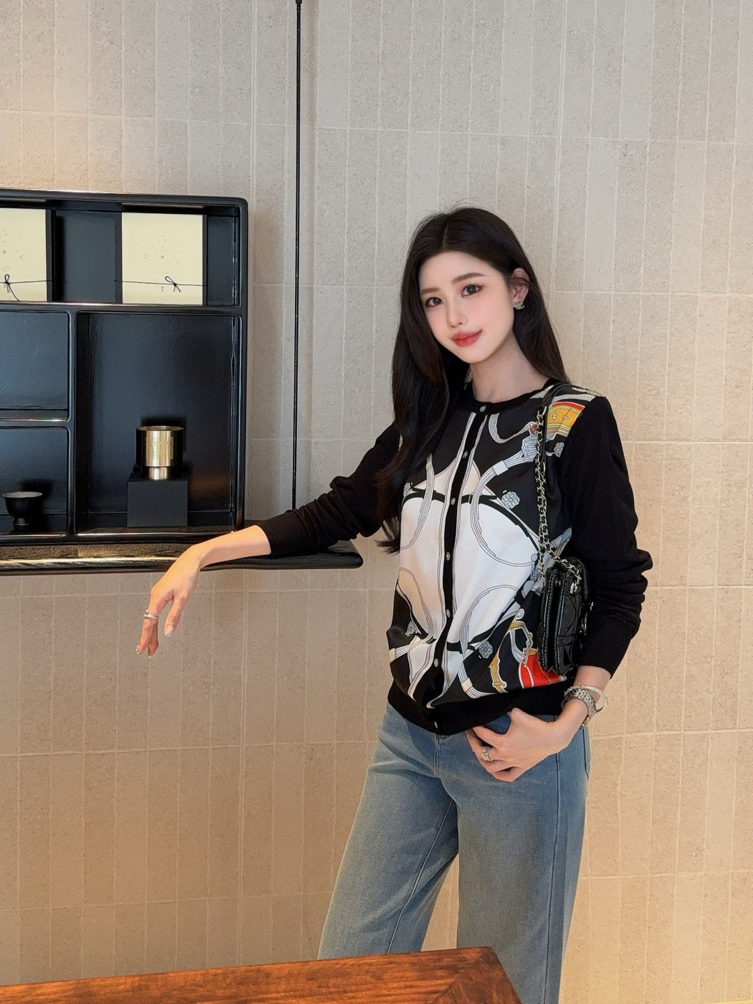 Herm 25fw printed cardigan