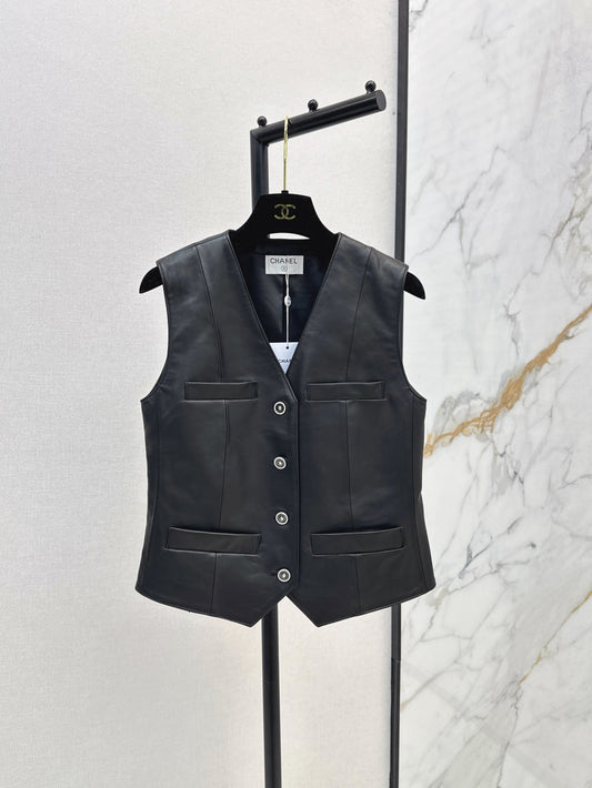 Chan 25fw leather vest