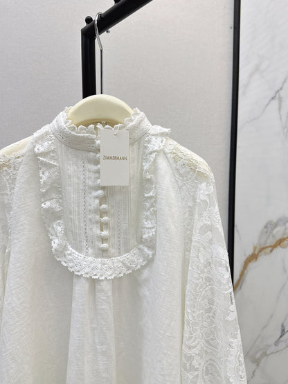 Zimm 25ss lace lInen shirt